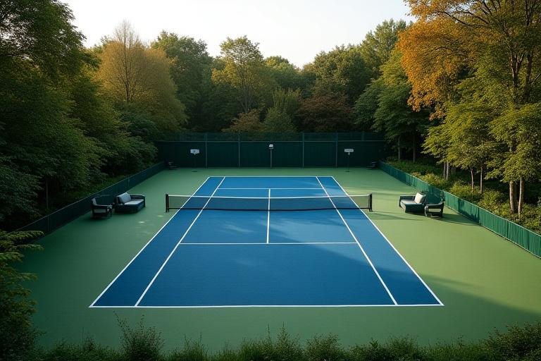 Luksuriøs hardcourt tennisbane ved et landsted i Nordsjælland